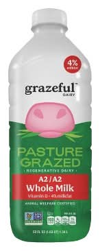 Grazeful Dairy Pasture Grazed A2 Whole Milk (52 fl oz)