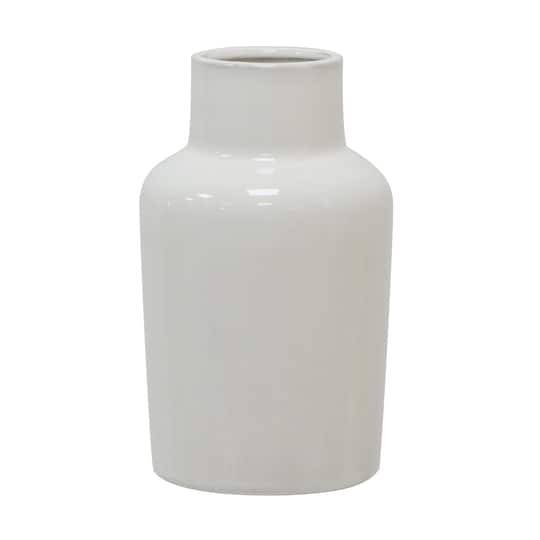 Ashland Ceramic Vase, 9.9cm x 9.9cm x 17cm, White