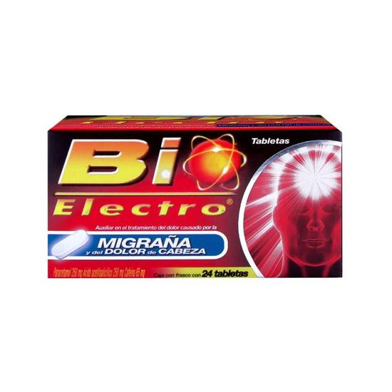 Bio electro auxiliar para migraña y dolor de cabeza tabletas 250 mg/250 mg/65 mg (24 piezas)