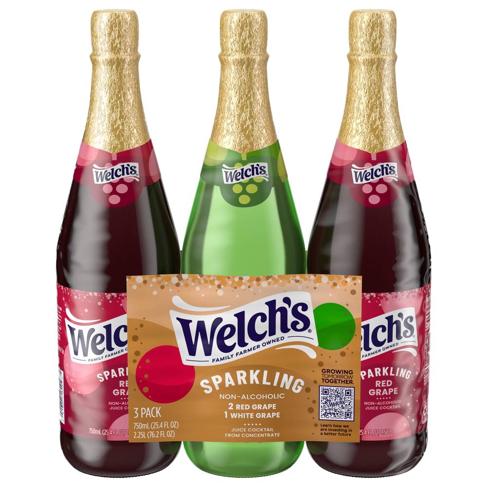 Welch's Cocktail Red Grape & White Grape Sparkling Juice (3 ct, 25.4 fl oz) (red grape)