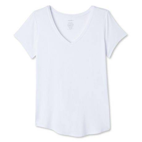 George Women''S Drapey V-Neckline Short Sleeve Tee (Color: White, Size: Xl)