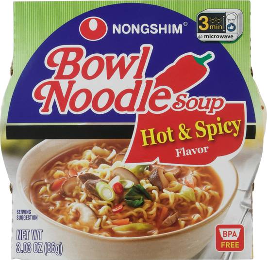 Nongshim Hot & Spicy Flavor Bowl Noodle Soup