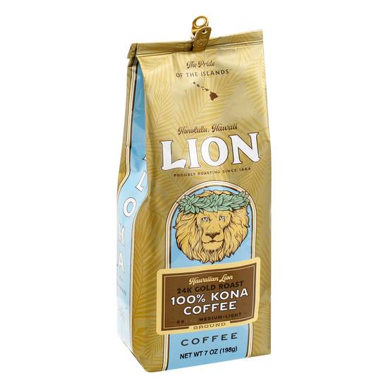 Lion Coffee 100% Kona Medium Roast Ground Coffee (7 oz)