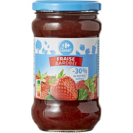 Confiture fraises allégée en sucres Carrefour Classic' - le pot de 340g