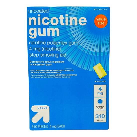 Up&Up Uncoated Nicotine 4mg Stop Smoking Aid Gum