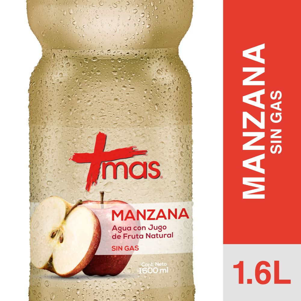 MAS · Agua con jugo de fruta natural sin gas - Manzana (1,6 L)