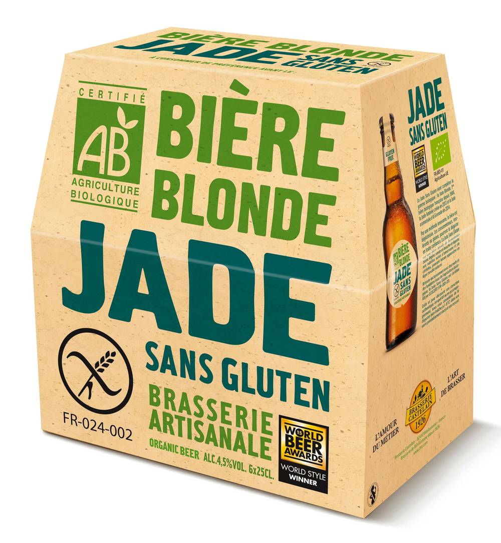 Jade - Bière blonde bio sans gluten (6 pièces, 250 ml)