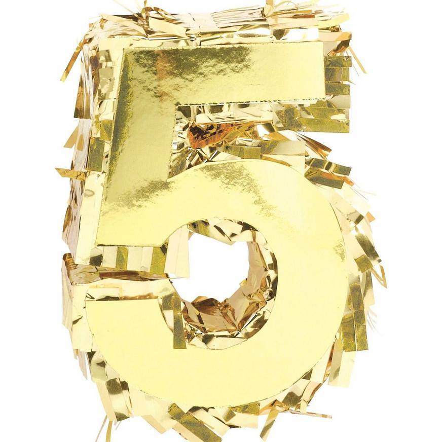 Party City Mini Metallic Number 5 Pinata Decoration (gold)