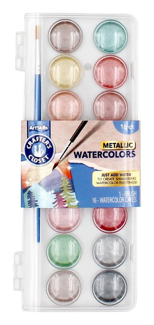 Artskills Crafter'S Closet Metallic Acrylic Paint With Palette Wells 8 Ct