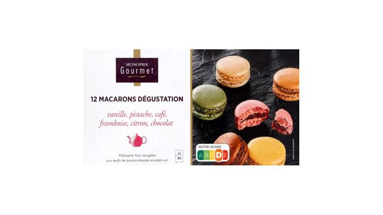 Monoprix Gourmet - Macarons dégustation pâtisserie (vanille,pistache, café, framboise, citron,chocolat)