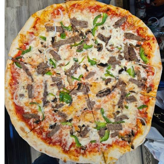 Philly Steak Deluxe with Red Sauce Pizza 14"