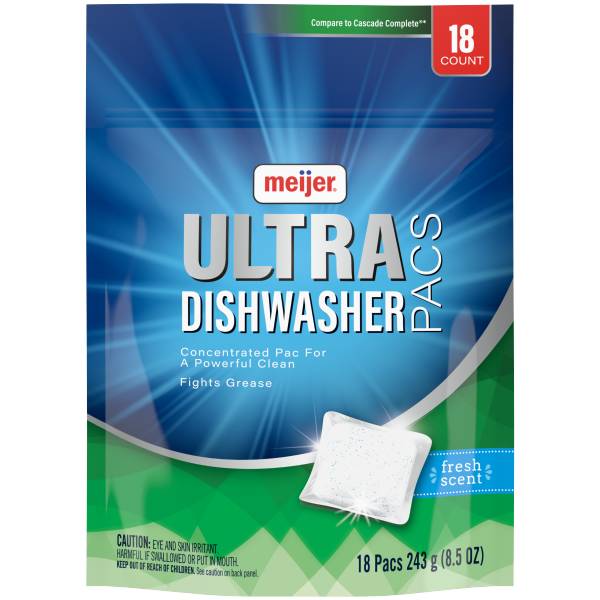 Meijer Ultra Dishwasher Pacs, Fresh Scent, 18 count