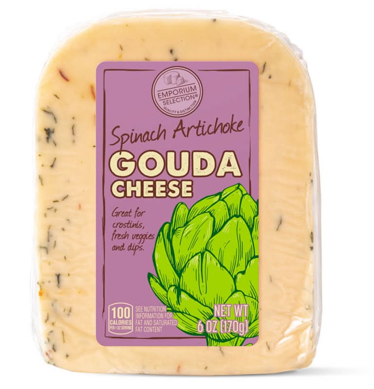 Emporium Selection Gouda Cheese, Spinach Artichoke (6 oz)