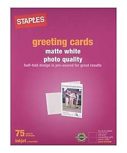 Staples Matte White Greeting Cards, 5 1/2 x 8 1/2, 75/Pack (12494-US)