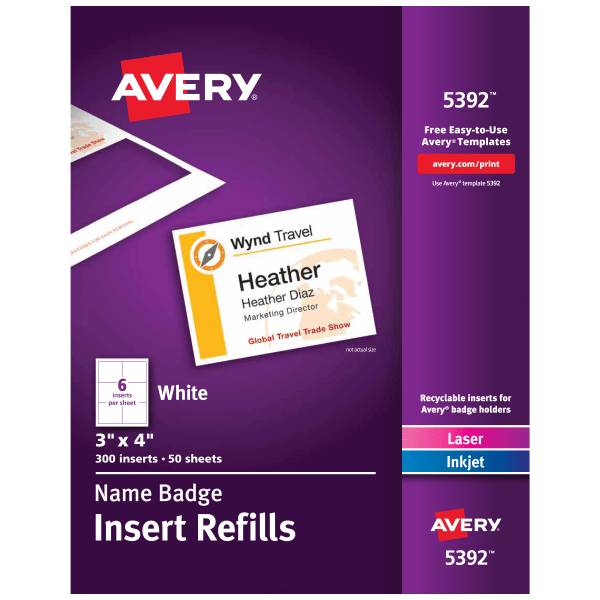 Avery Laser Name Badge Inserts