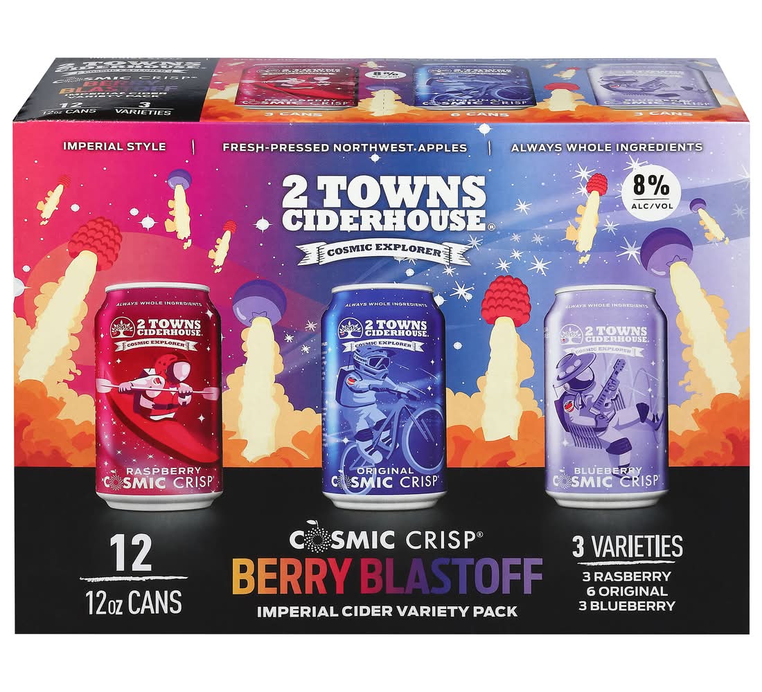 2 Towns Hard Cider Variety pack (12 x 144 oz)