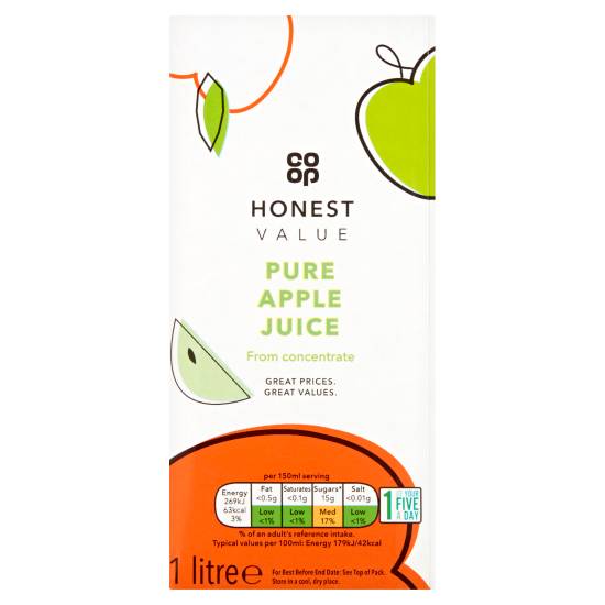 Co-Op Honest Value Pure Apple Juice 1 Litre
