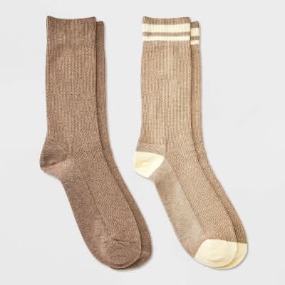 Goodfellow & Co. Casual Dress Crew Socks, Men, 6-12, Brown (2 ct)