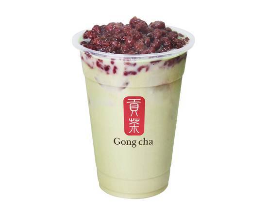 Matcha Milk Tea with Red Bean