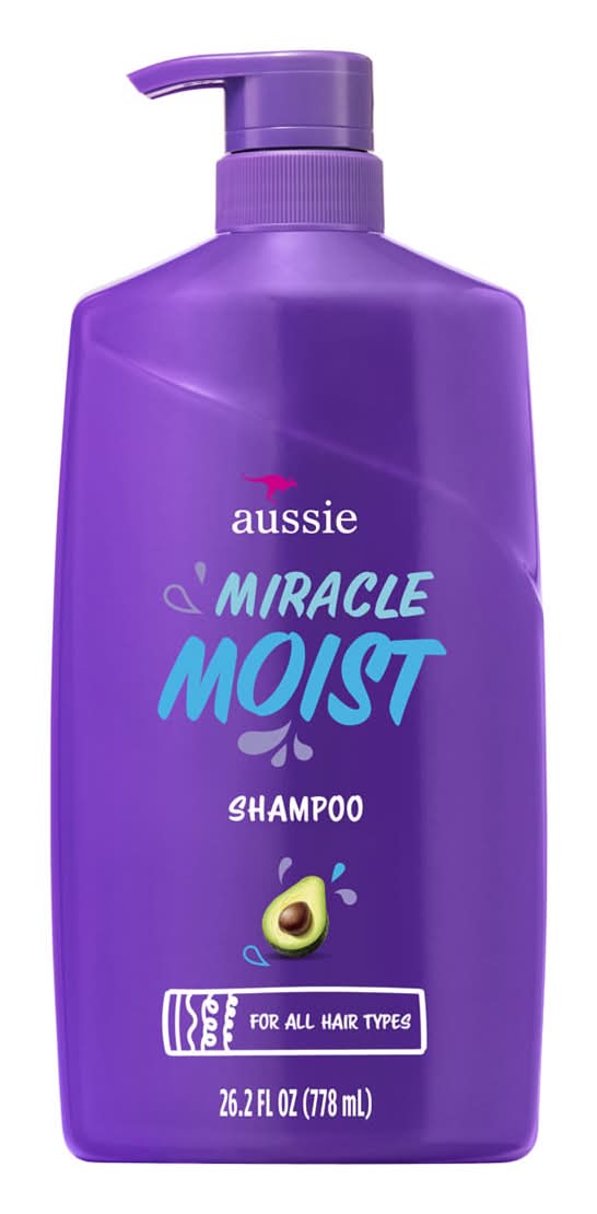 Aussie Miracle Moist Shampoo For Dry Hair And All Hair Types Moisturizing Paraben-Free 26.2 Fl Oz