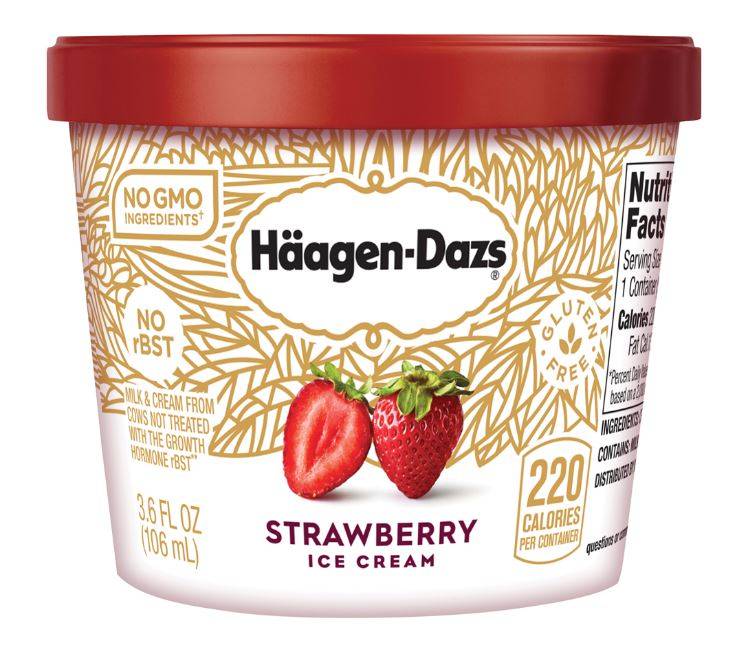 Haagen Dazs - Ice Cream Cups, Strawberry - 12 ct (1X12|1 Unit per Case)