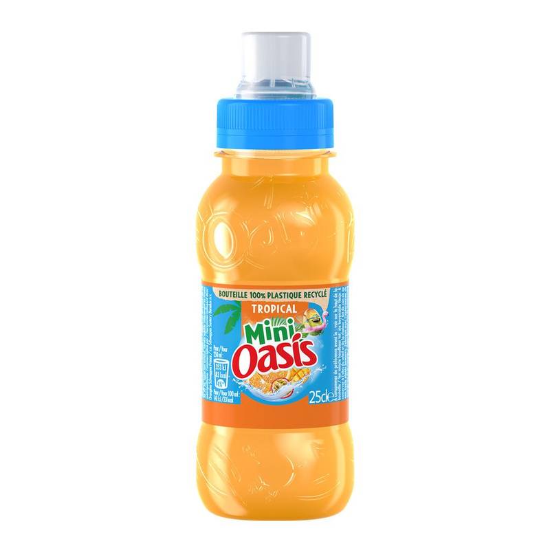 Oasis - Boisson tropical de fruits concentrés, orange - pomme - fruit de la passion - mangue (250ml)