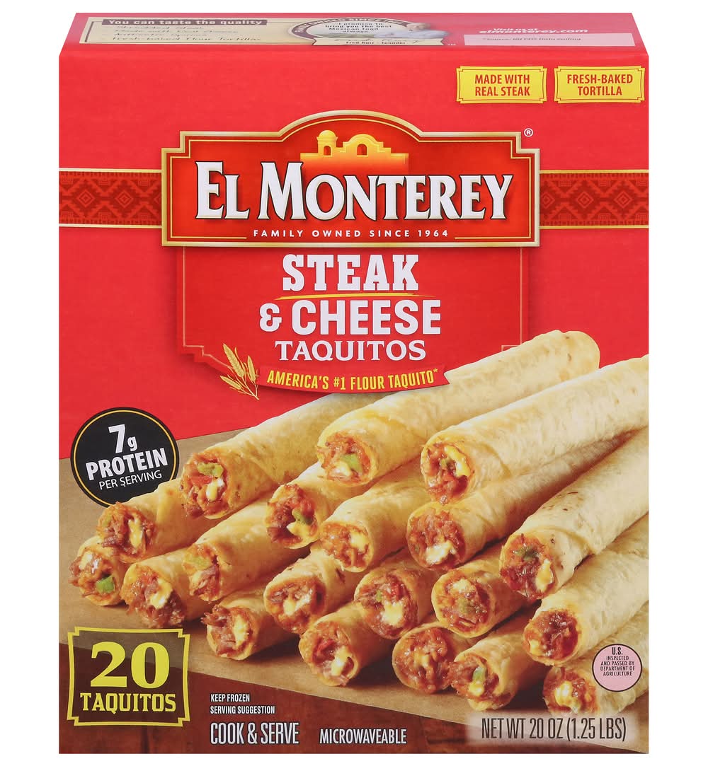 El Monterey Steak & Cheese Taquitos, Steak & Cheese (20 oz, 20 ct)