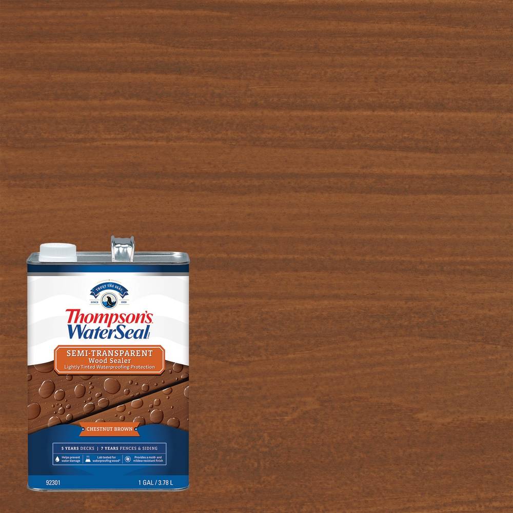 Thompson's WaterSeal Signature Series Pre-Tinted Chestnut Brown Semi-transparent Exterior Wood Stain and Sealer in One ( 1-gallon ) | TH.092301-16