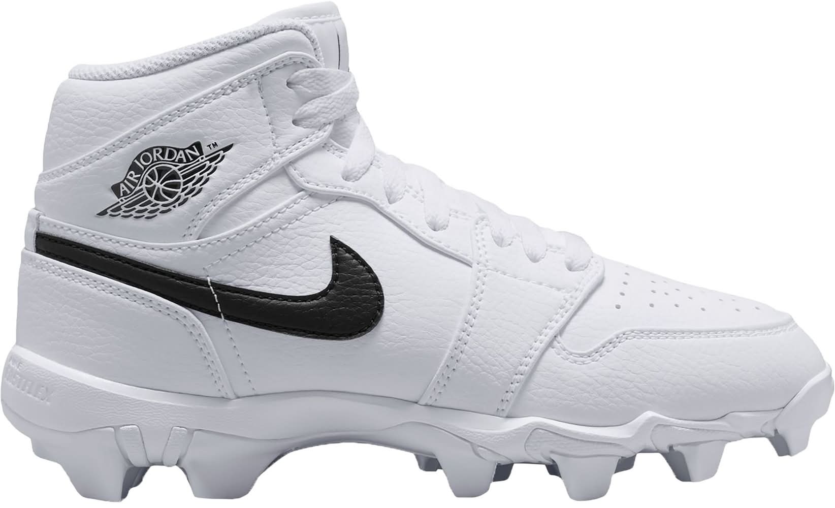 Jordan 1 Kids' Mid Multisport Cleats (White/Silver, 1.0)