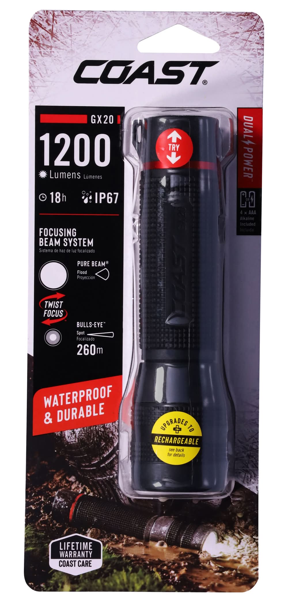 Coast Lumens Flashlight, Black