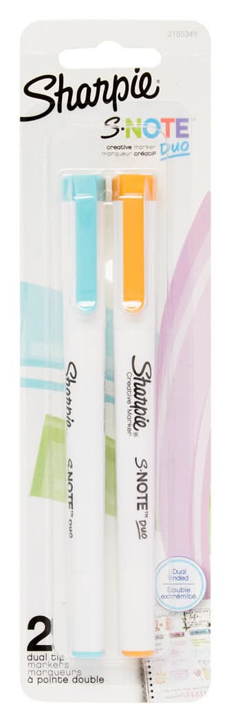 Sharpie S-Note Duo Dual-Ended Creative Markers Part Highlighter Part Art Marker Assorted Colours Fine And Chisel Tips 2 Count