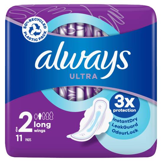 Always Size 2, Ultra Day Sanitary Towels Wings Pads (11 pack)