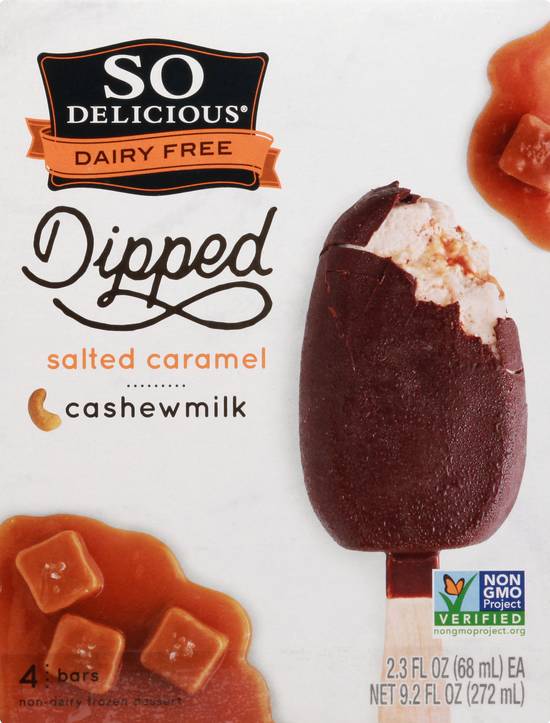 So Delicious Dairy Free Dipped Salted Caramel Cashewmilk Bars (4 ct)