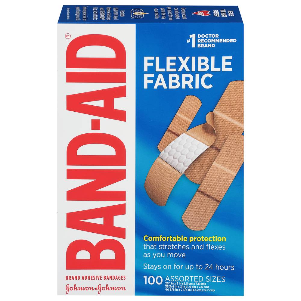 Band-Aid Flexible Fabric Assorted Sizes Adhesive Bandages (3.6 oz)