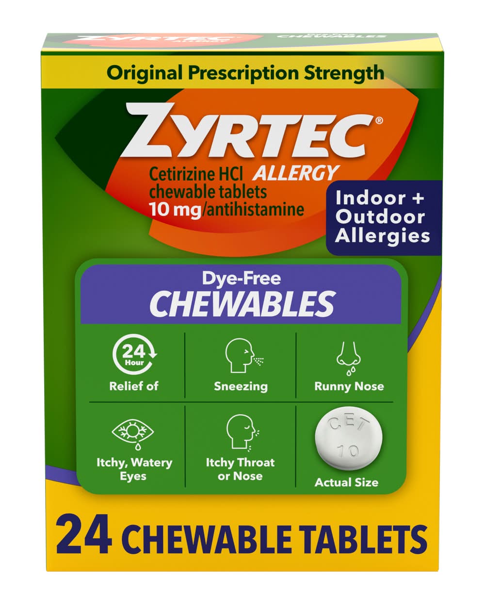 Zyrtec Original Prescription Strength Allergy Relief Chewable Tablets (1.6 oz)