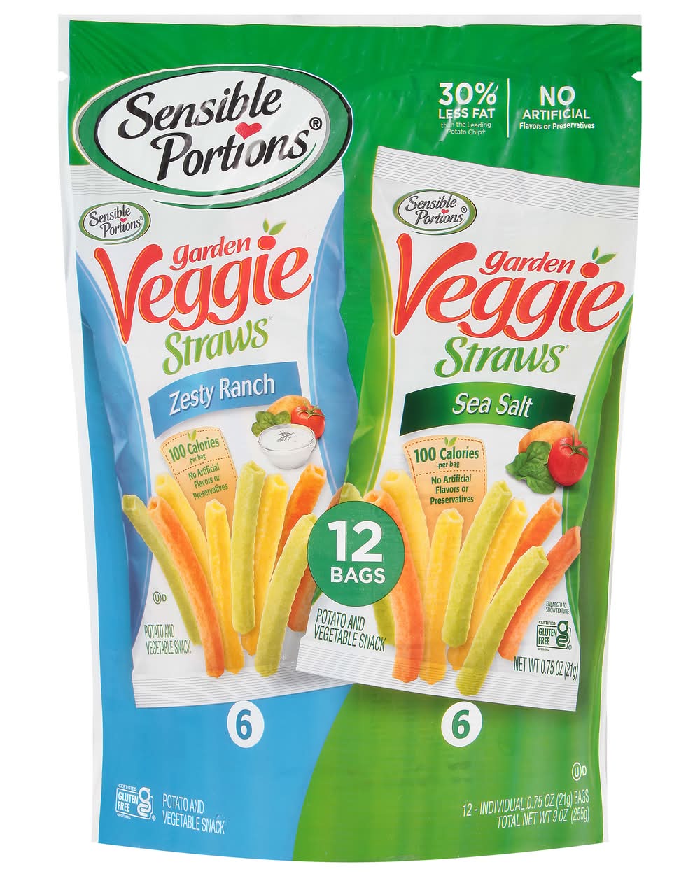 Sensible Portions Garden Veggie Straws Zesty Ranch/Sea Salt Potato and Vegetable Snack (9 oz)