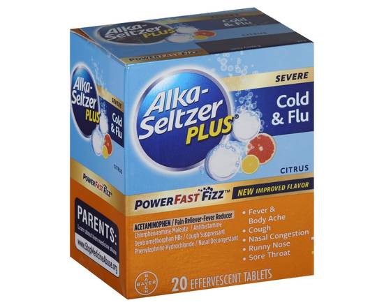 Alka-Seltzer Plus · Severe Cold & Flu Relief Effervescent Citrus Tablets (20 tablets)