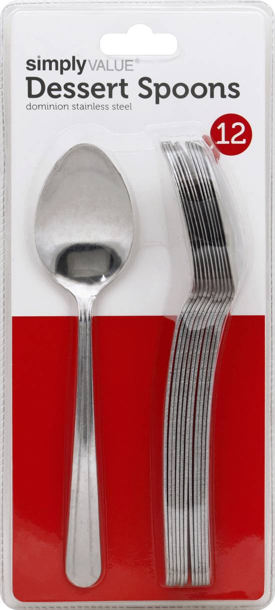 Simply Value Dominion Stainless Steel Dessert Spoons (12 ct)