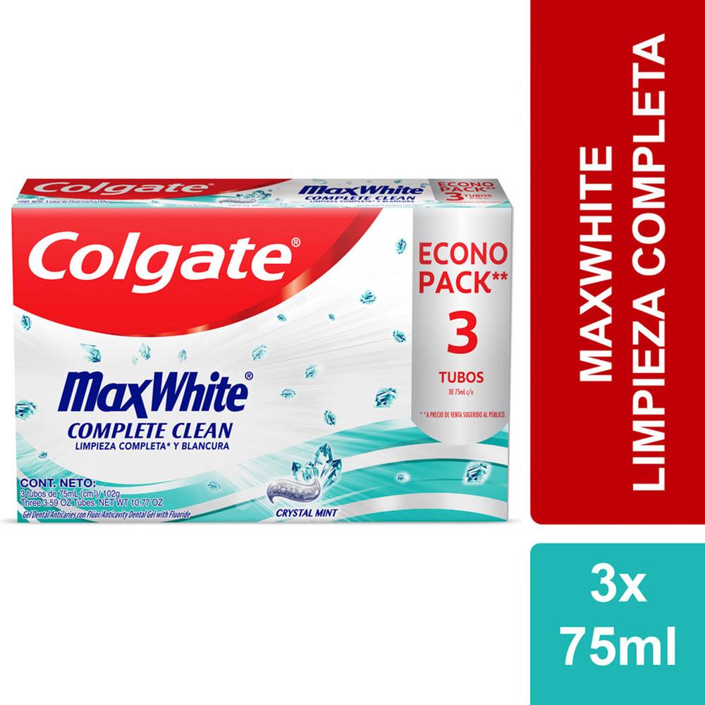 Colgate pasta dental max white (3 u  x 75 ml c/u)