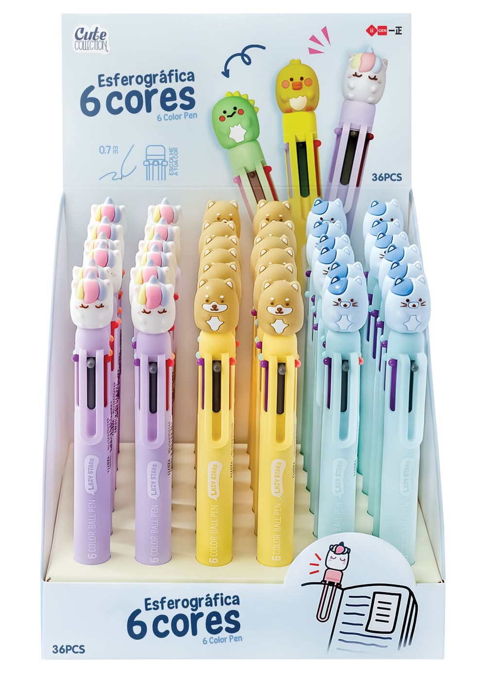 Caneta Multicolor - Unicórnio, Cão E Gato