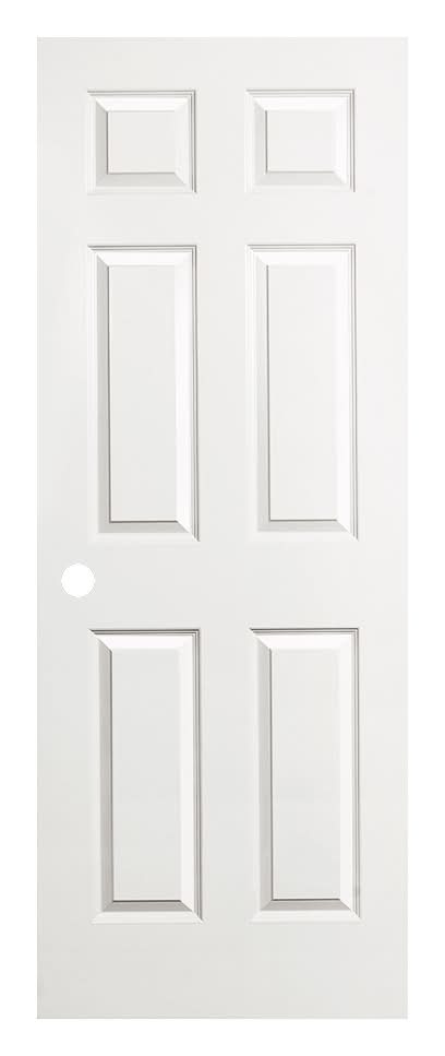 RELIABILT 30-in x 80-in 6-panel Textured Hollow core Primed Molded composite Slab Door with Lockset Bore | 10084616
