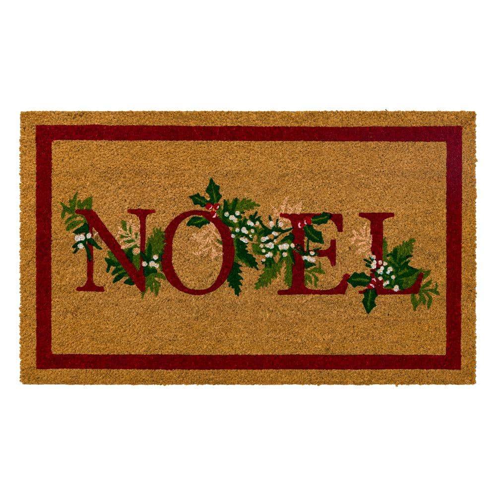 Home Accents Holiday Classic Noel Jolly Border Vinyl Back Coir 18 In. X 30 In. Holiday Doormat