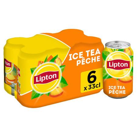 Boisson au thé glacé pêche Ice Tea LIPTON - le pack de 6 canettes de 33cL