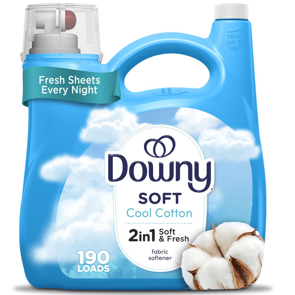 Downy Soft 2 in 1 Fabric Softener Conditioner Liquid, Cool Cotton (140 fl oz)