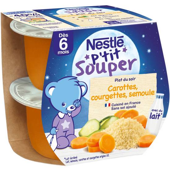 Nestlé - P'tit souper plat bébé 6+ mois carottes courgettes (2 pièces)