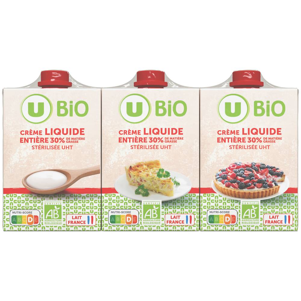 U - Bio crème entière uht 30% mg (200 ml, 3 pièces)