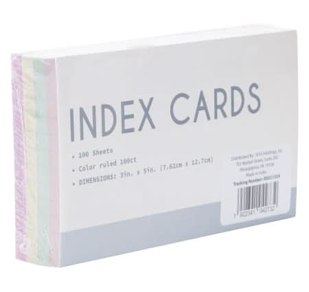100-Count Multi-Ruled Index Cards 3in x 5in