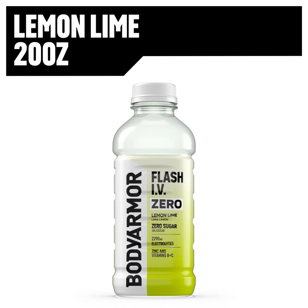 BODYARMOR Flash I.v. Zero Sugar Flavored Electrolyte Beverage, Lemon Lime (20 fl oz)