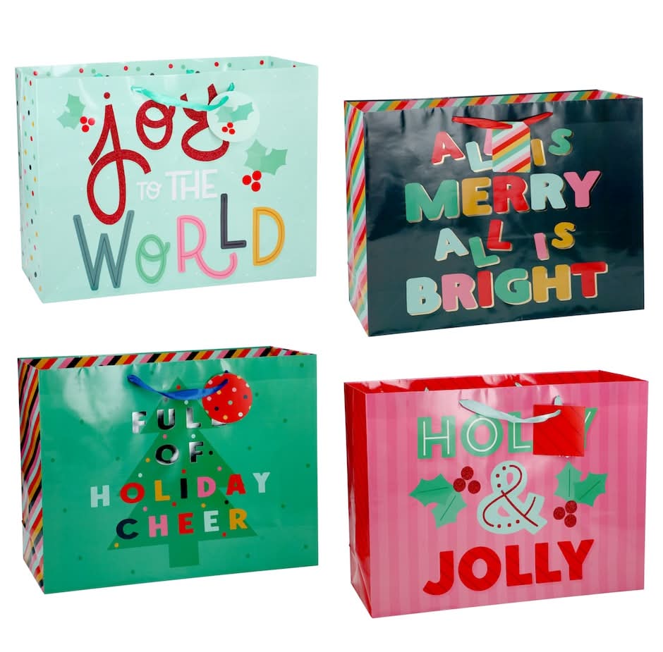 Christmas Themed Rectangular Gift Bag, 18x5x13 in