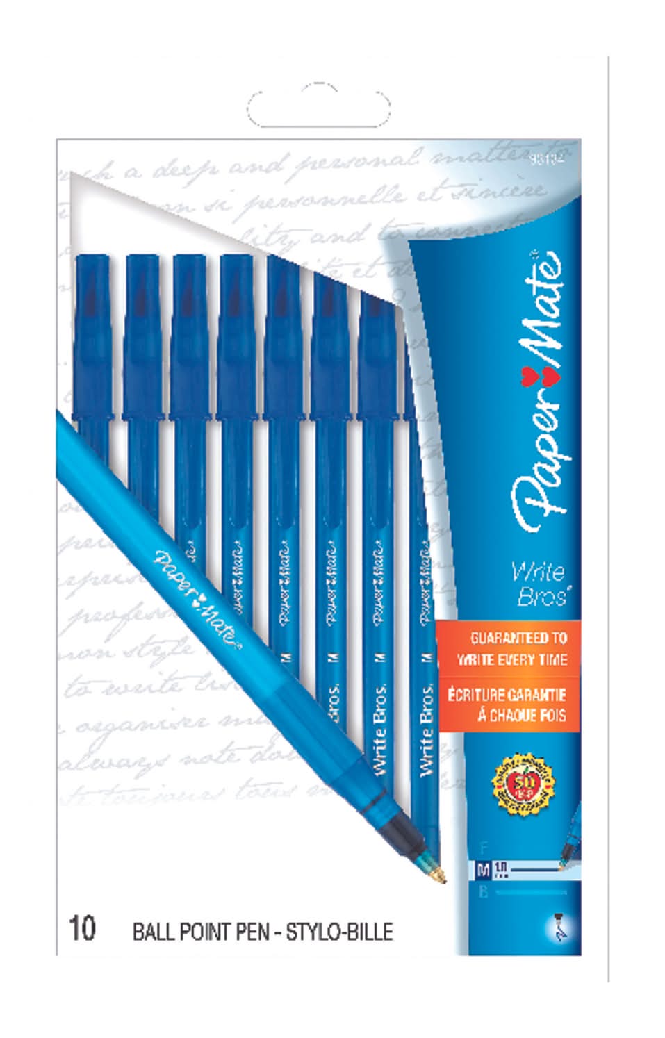 Paper Mate Write Bros Blue Ball Point Pen 10 Pk